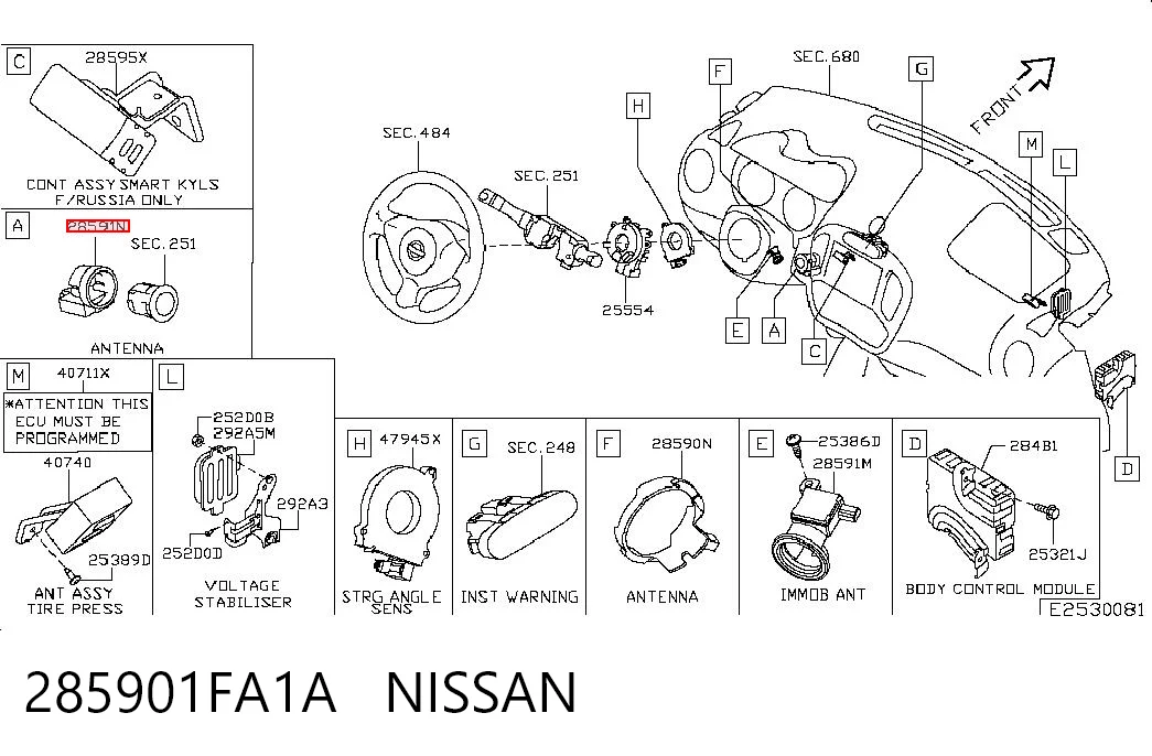 285901FA1A Nissan/Infiniti Антенна (кольцо) иммобилайзера