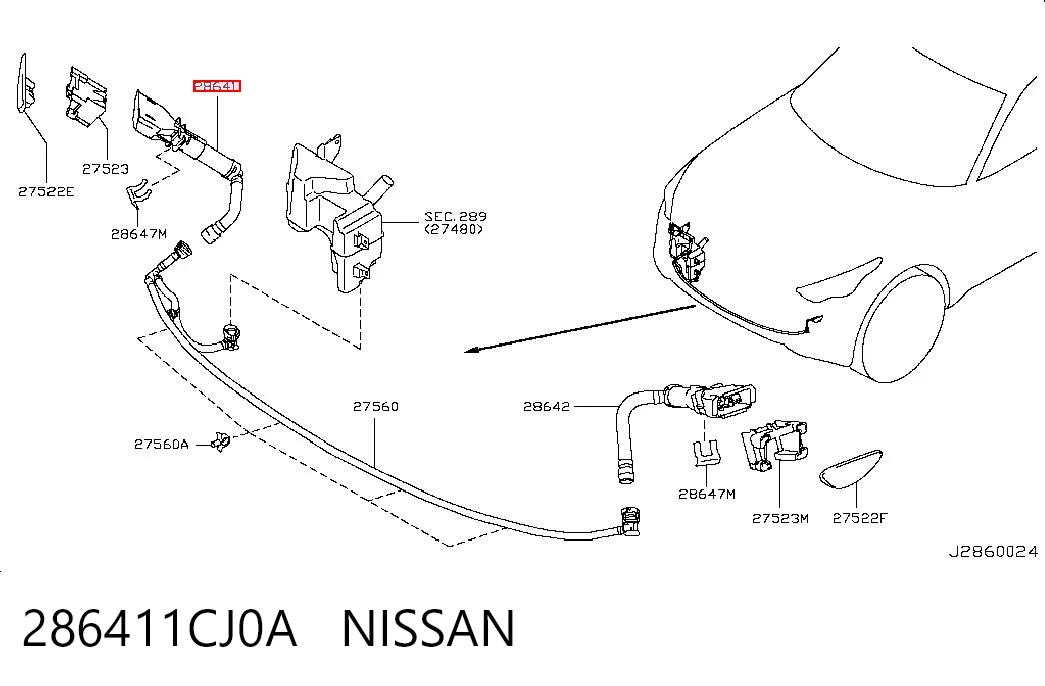 286411CJ0A Nissan/Infiniti Сопло омывателя фары передней, правой