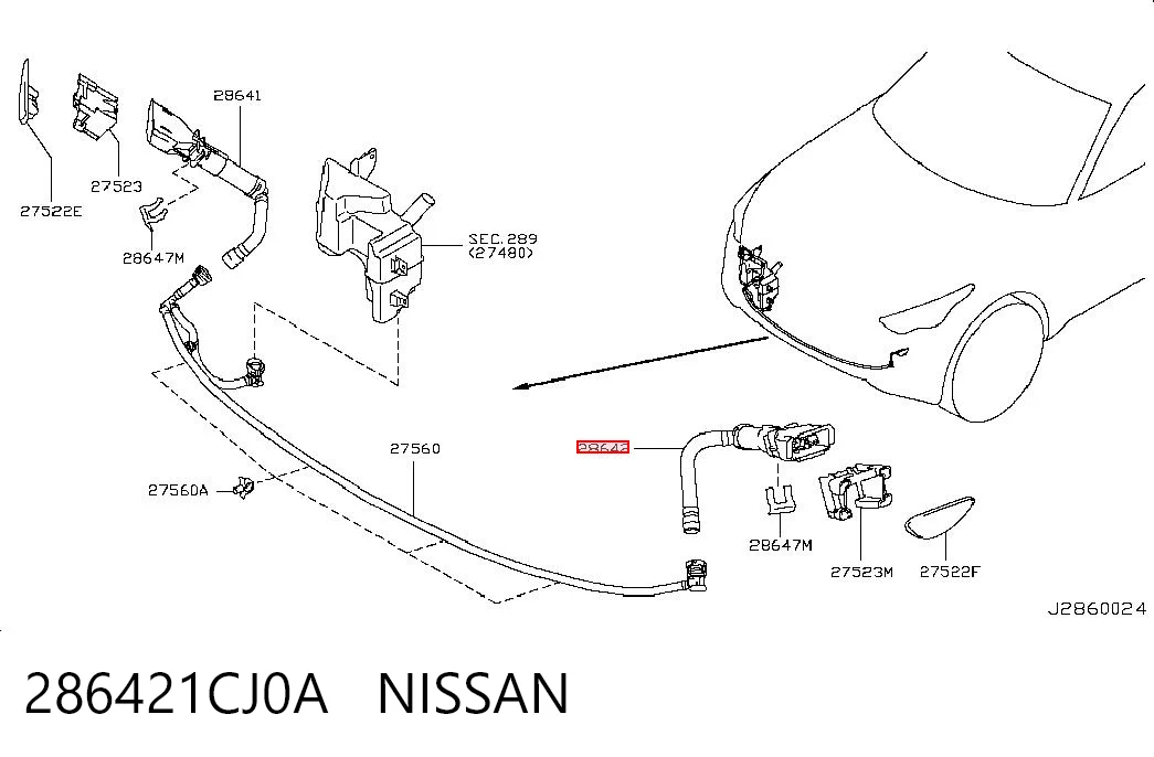 286421CJ0A Nissan/Infiniti Сопло омывателя фары передней, левой