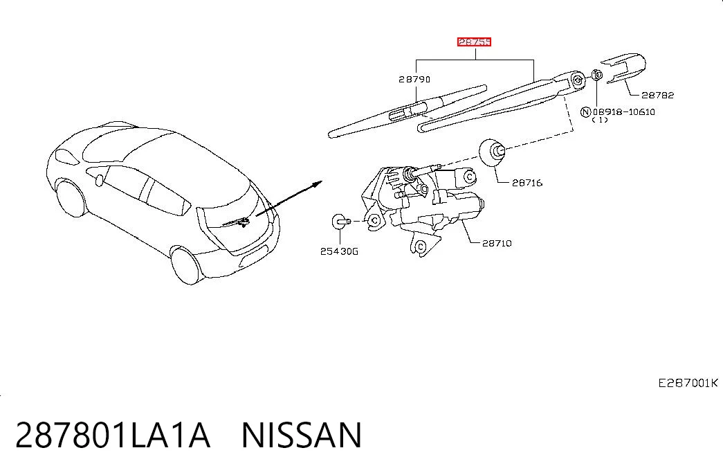 287801LA1A Nissan/Infiniti Рычаг-поводок дворника заднего стекла