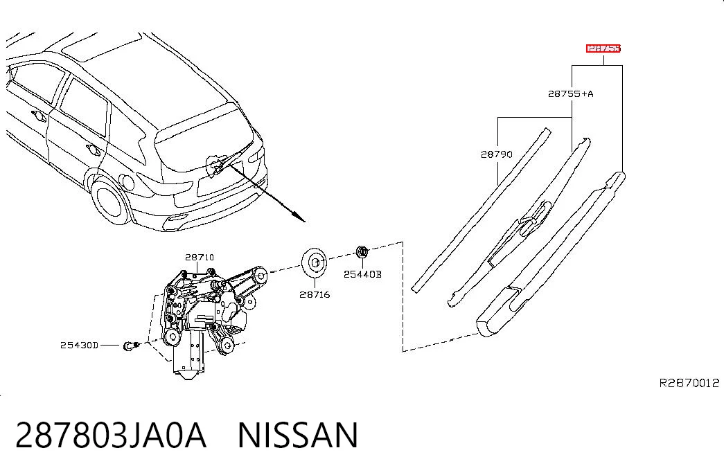 287803JA0A Nissan/Infiniti Рычаг-поводок дворника заднего стекла