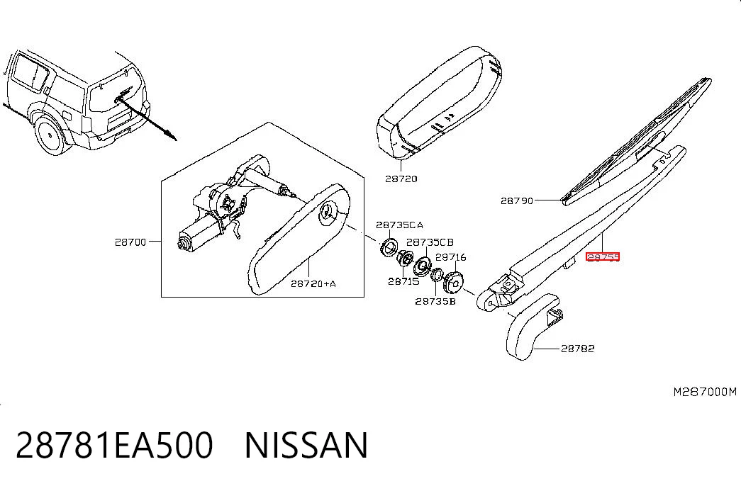 28781EA500 Nissan/Infiniti Рычаг-поводок дворника заднего стекла