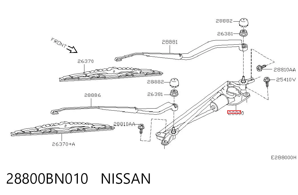 Трапеция стеклоочистителя на Nissan Almera II N16