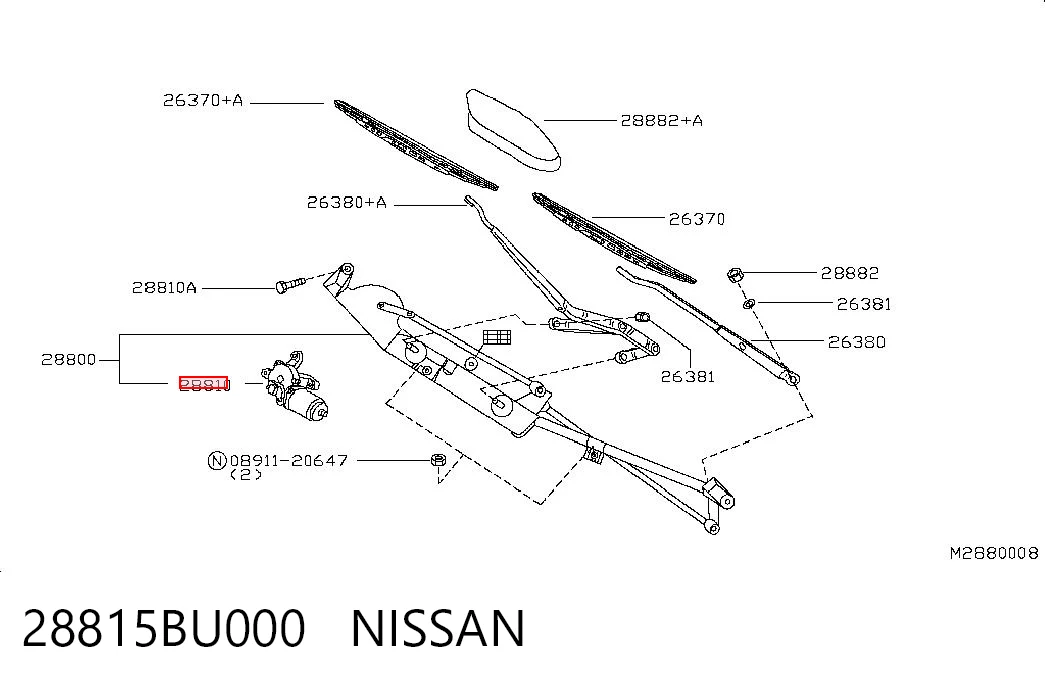 Мотор трапеции стеклоочистителя Nissan Almera TINO минивэн (V10) (2000 - 2005) цена, от 37.85 USD