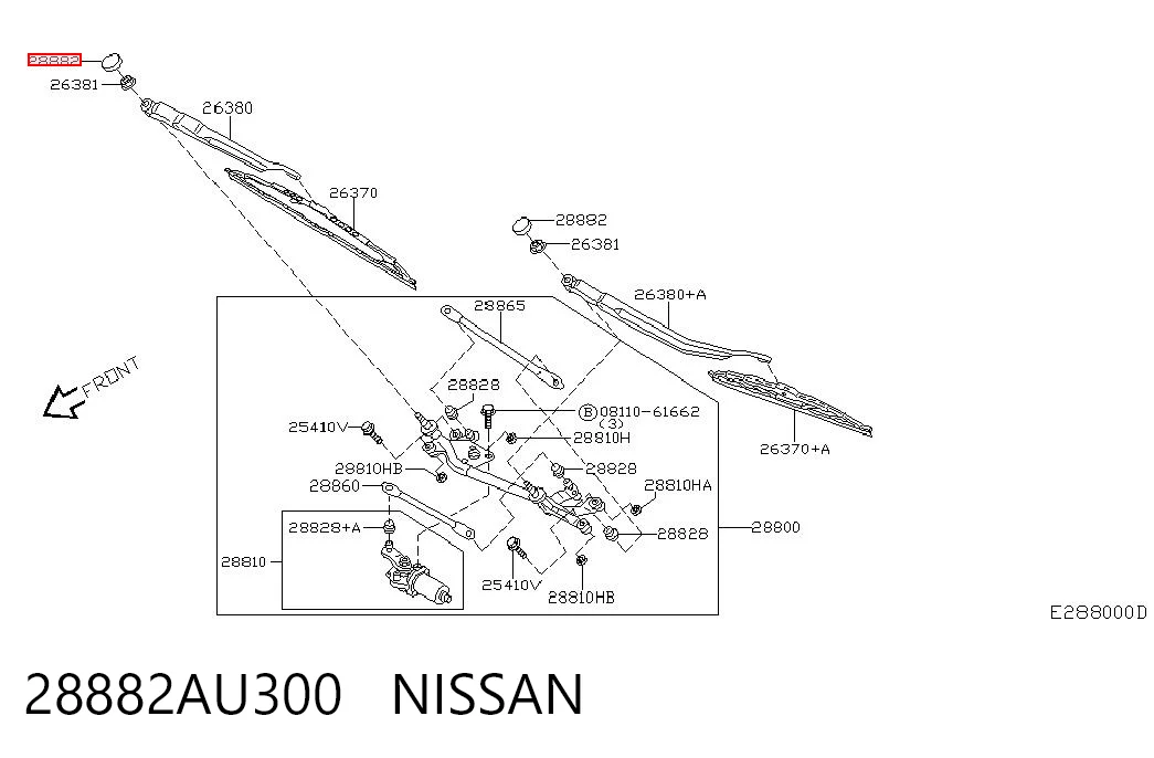 28882AU300 Nissan/Infiniti Заглушка гайки крепления поводка переднего дворника