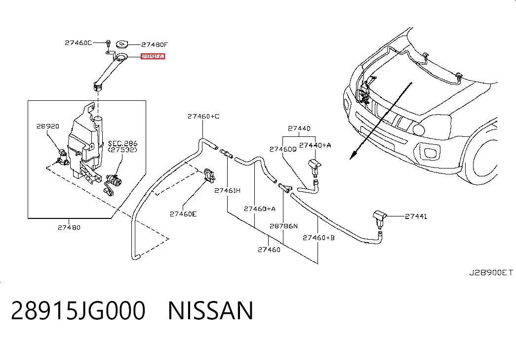 28915JG000 Nissan/Infiniti Горловина бачка омывателя
