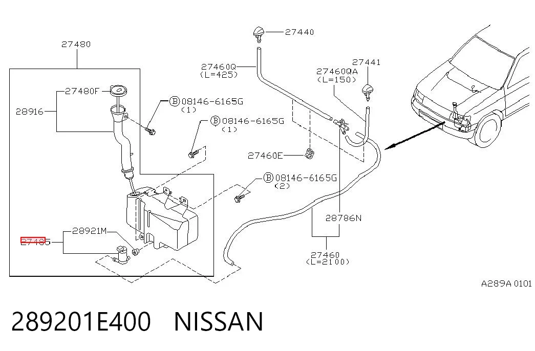 289201E400 Nissan/Infiniti Мотор омывателя лобового стекла