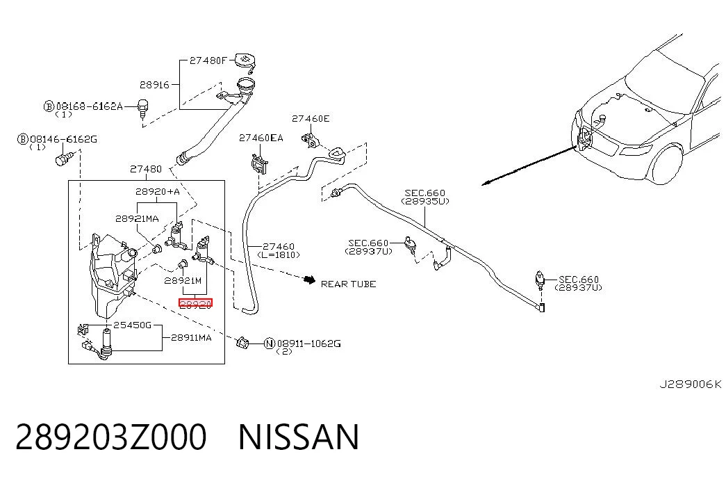 289203Z000 Nissan/Infiniti Мотор омывателя лобового стекла