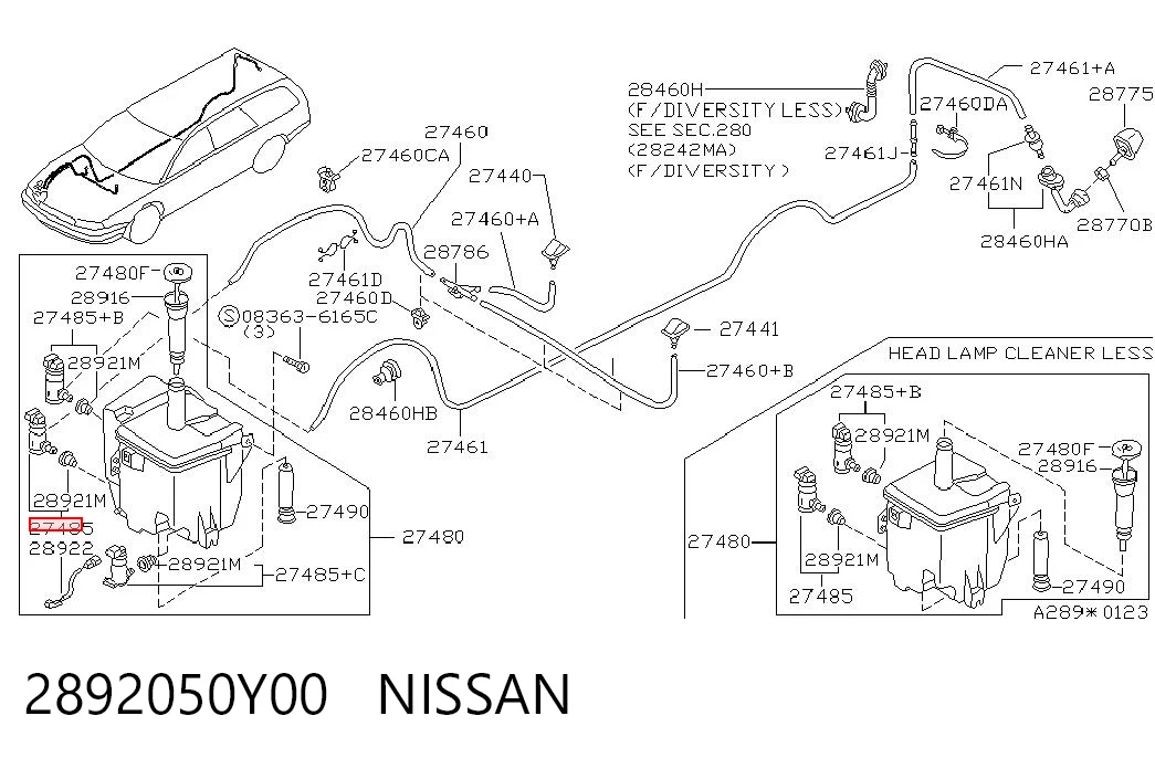 2892050Y00 Nissan/Infiniti Мотор омывателя лобового стекла