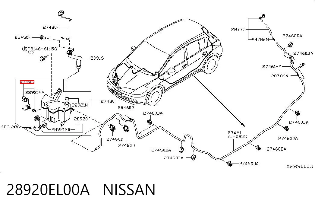 28920EL00A Nissan/Infiniti Мотор омывателя лобового стекла