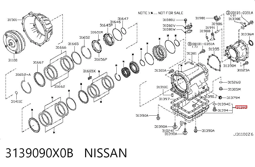 3139090X0B Nissan/Infiniti Поддон АКПП