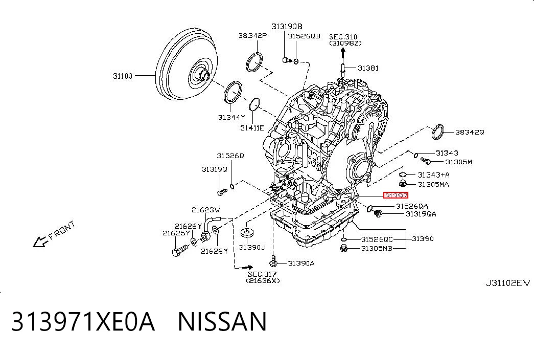 313971XE0A Nissan/Infiniti Прокладка поддона АКПП/МКПП