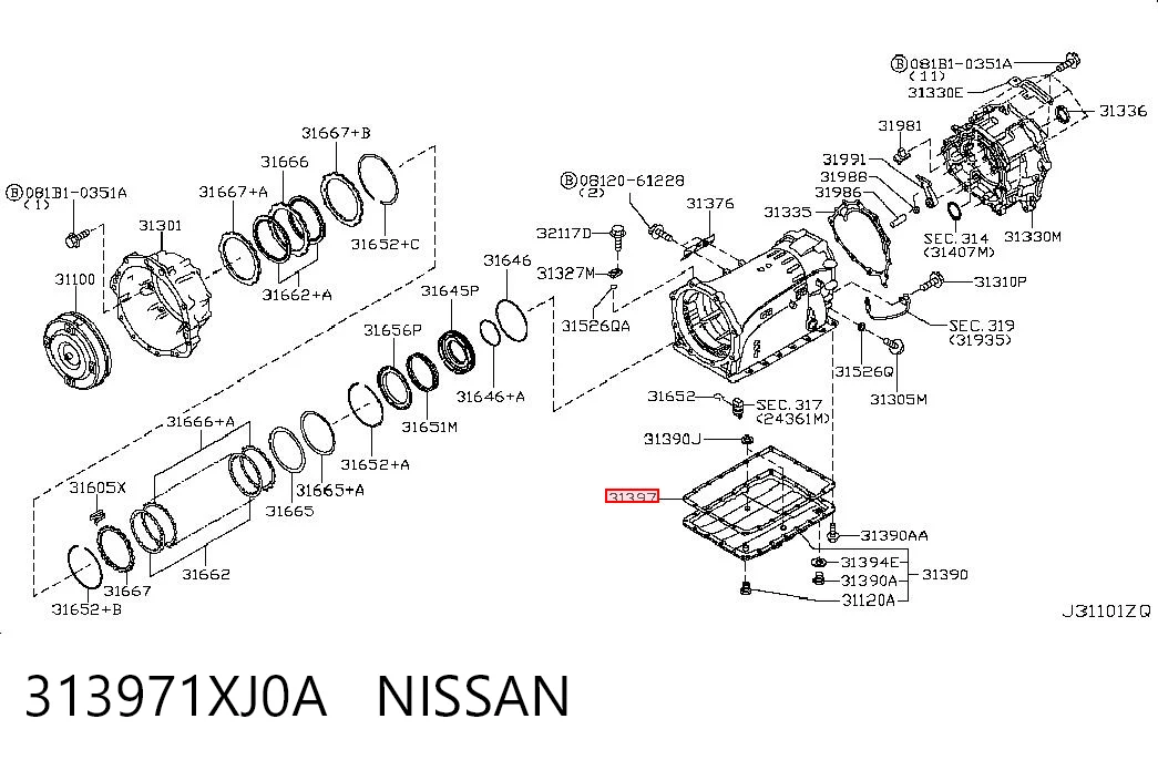 313971XJ0A Nissan/Infiniti Прокладка поддона АКПП/МКПП