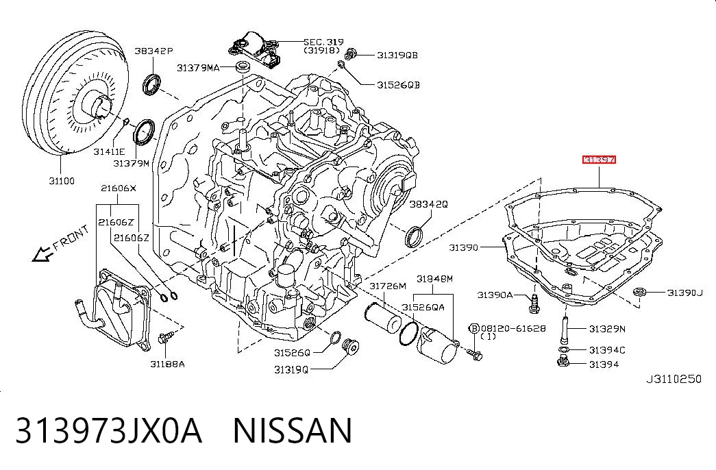 313973JX0A Nissan/Infiniti Прокладка поддона АКПП/МКПП