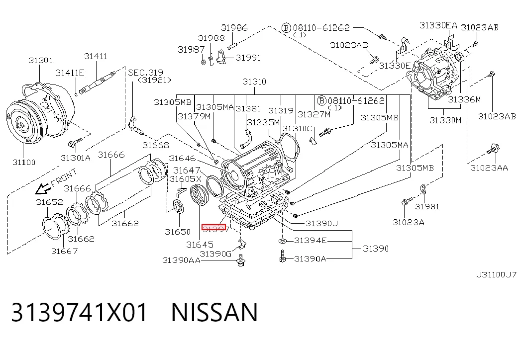 3139741X01 Nissan/Infiniti Прокладка поддона АКПП/МКПП