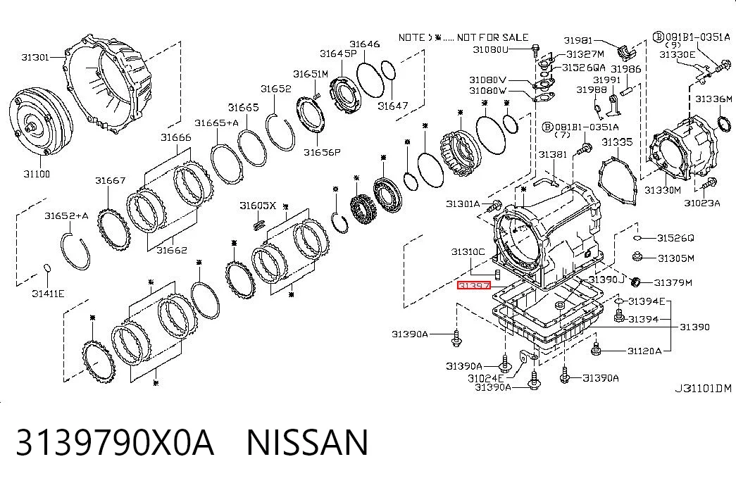 3139790X0A Nissan/Infiniti Прокладка поддона АКПП/МКПП