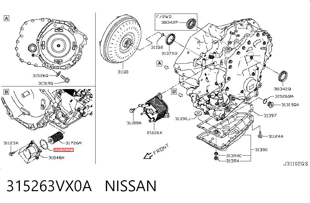 315263VX0A Nissan/Infiniti Кольцо уплотнительное фильтра АКПП