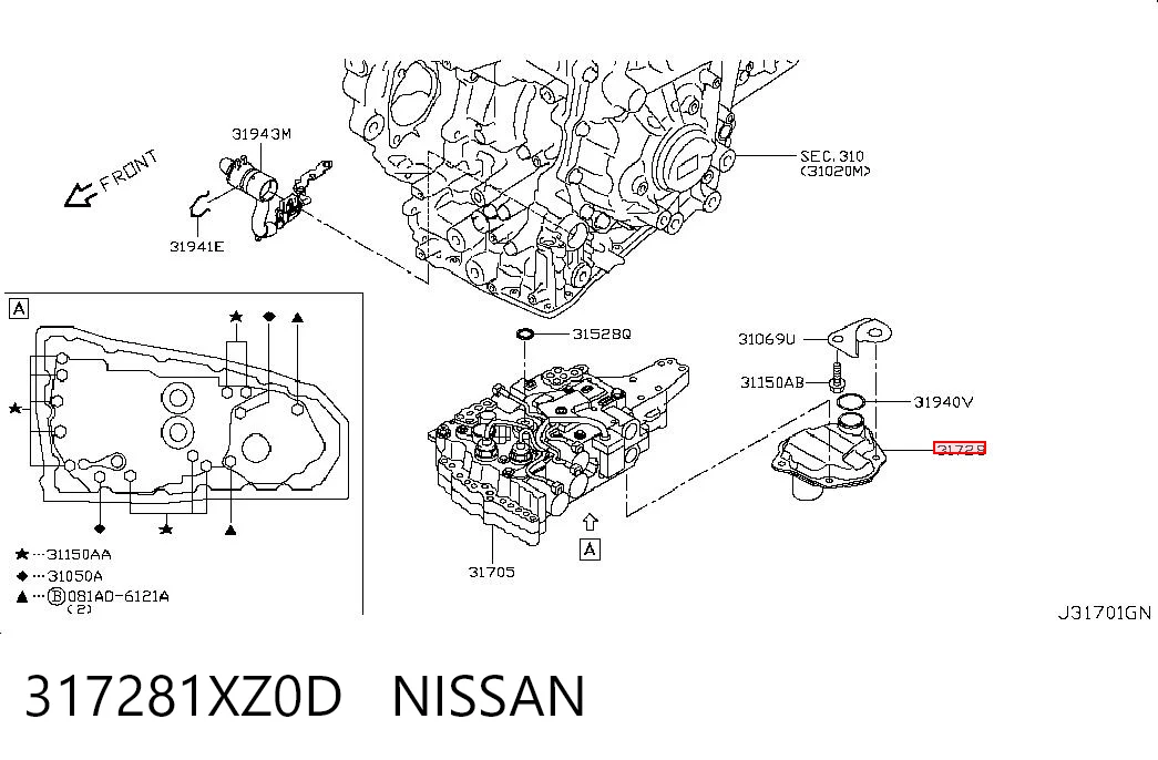 317281XZ0D Nissan/Infiniti Масляный фильтр АКПП