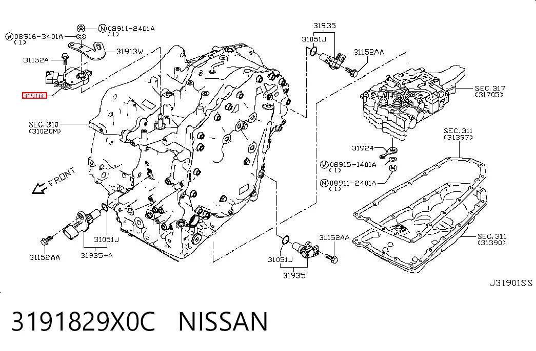 3191829X0C Nissan/Infiniti Датчик положения селектора АКПП
