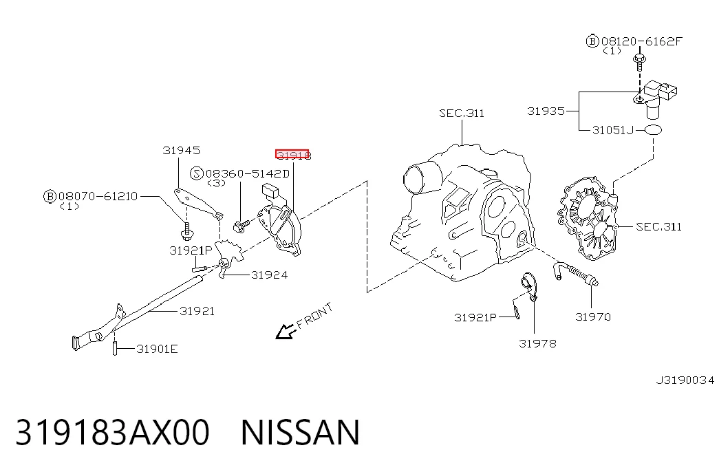 319183AX00 Nissan/Infiniti Датчик положения селектора АКПП