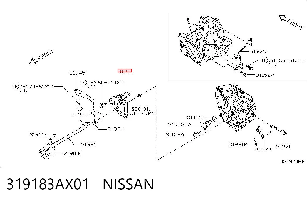 319183AX01 Nissan/Infiniti Датчик положения селектора АКПП