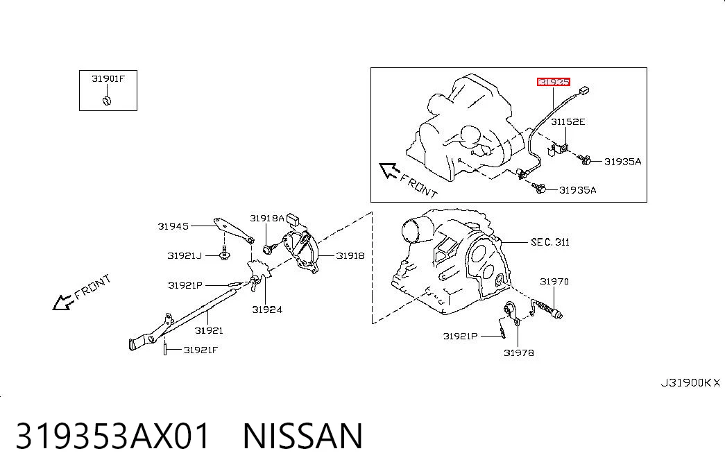 319353AX01 Nissan/Infiniti Датчик скорости спидометра