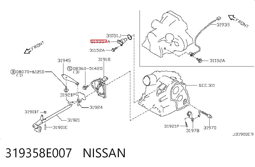 319358E007 Nissan/Infiniti Датчик скорости спидометра