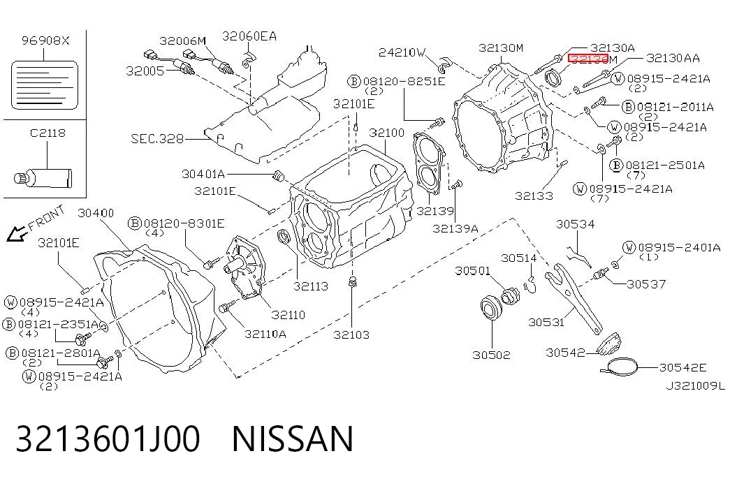 3213601J00 Nissan/Infiniti Сальник АКПП/КПП входного/первичного вала