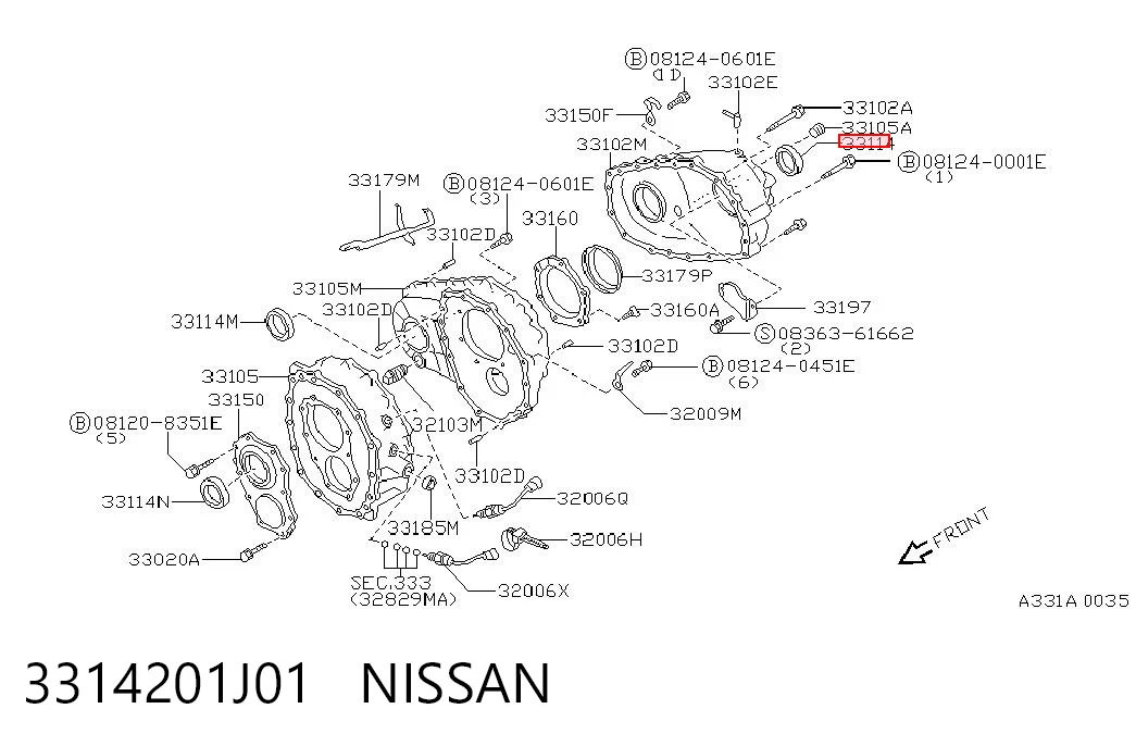 N2300 Musashi Сальник раздаточной коробки, задний, выходной