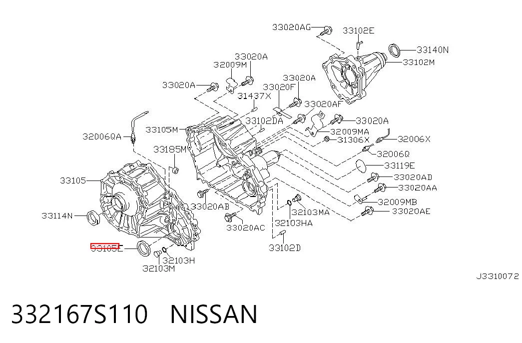 332167S110 Nissan/Infiniti Сальник раздаточной коробки, передний, выходной