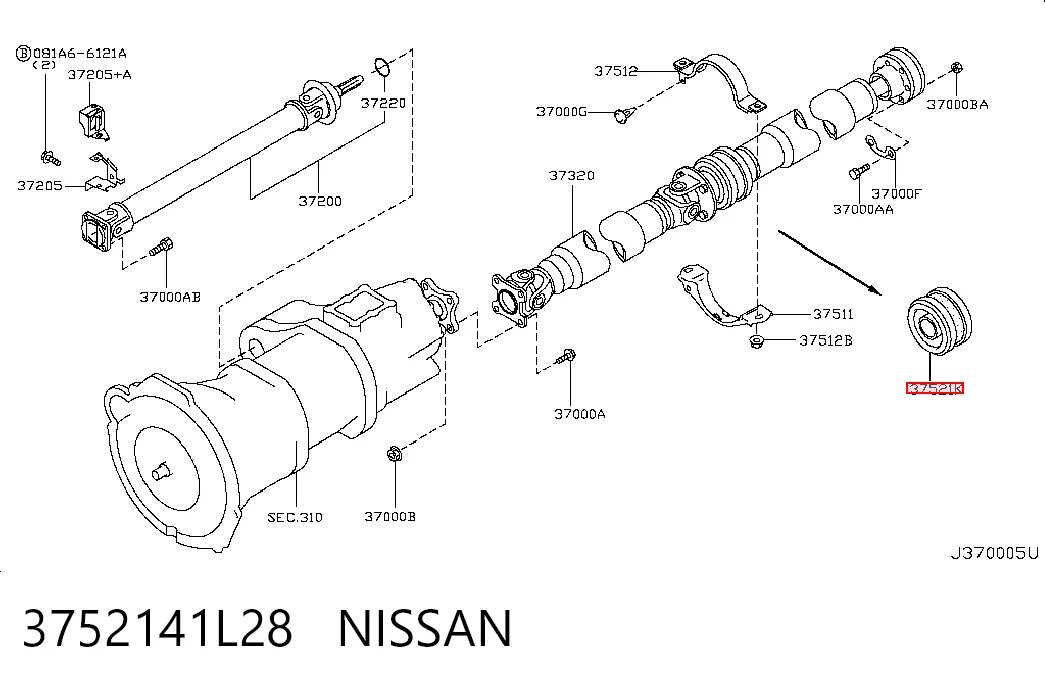 3752141L28 Nissan/Infiniti Подвесной подшипник кардана