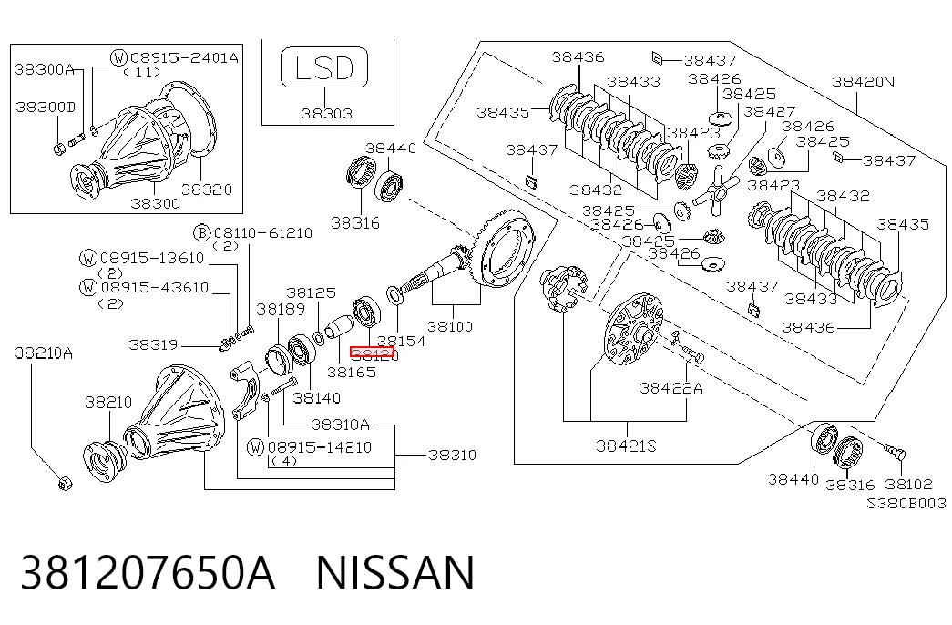 Задний подшипник SNR 32308