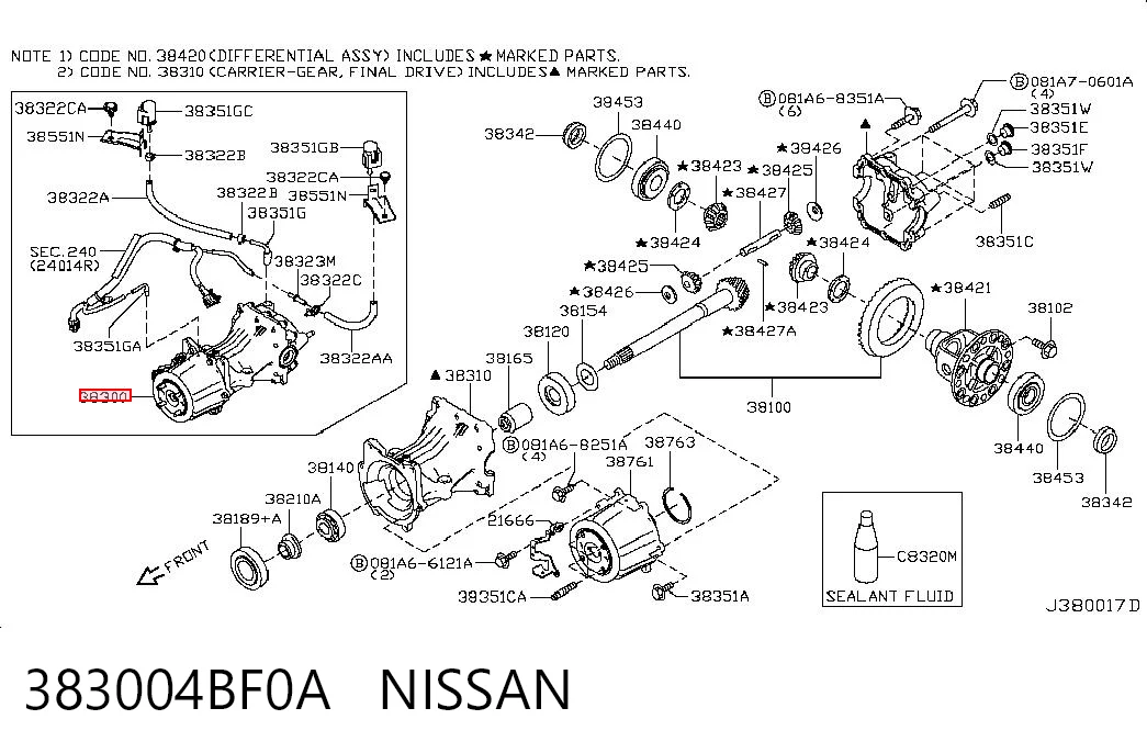 383004BF0A Nissan/Infiniti Редуктор моста заднего