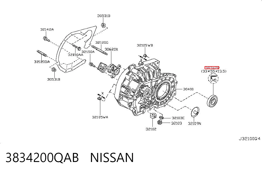  Сальник полуоси Nissan Qashqai 