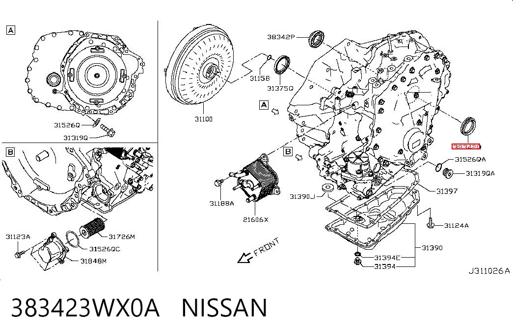 383423WX0A Nissan/Infiniti Сальник полуоси переднего моста левой