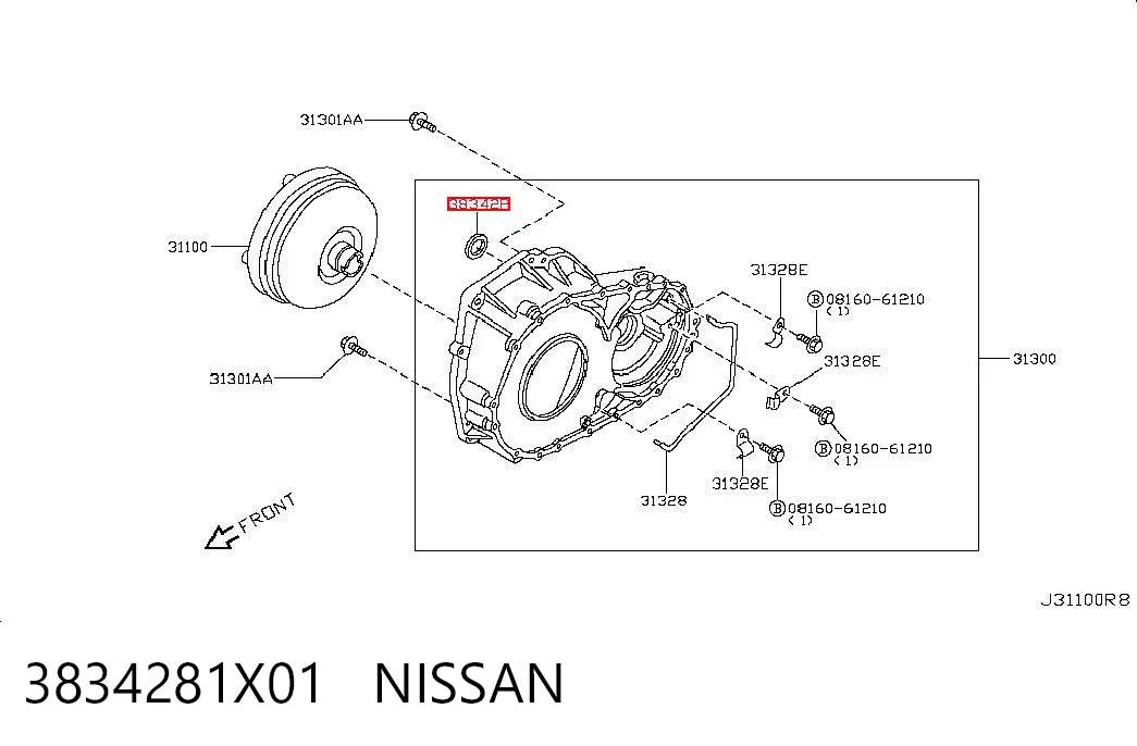 3834281X01 Nissan/Infiniti Сальник полуоси переднего моста, правой