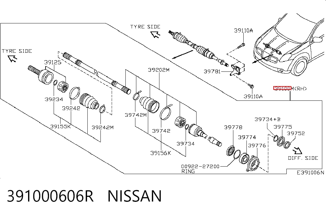  Правая полуось Nissan Qashqai 