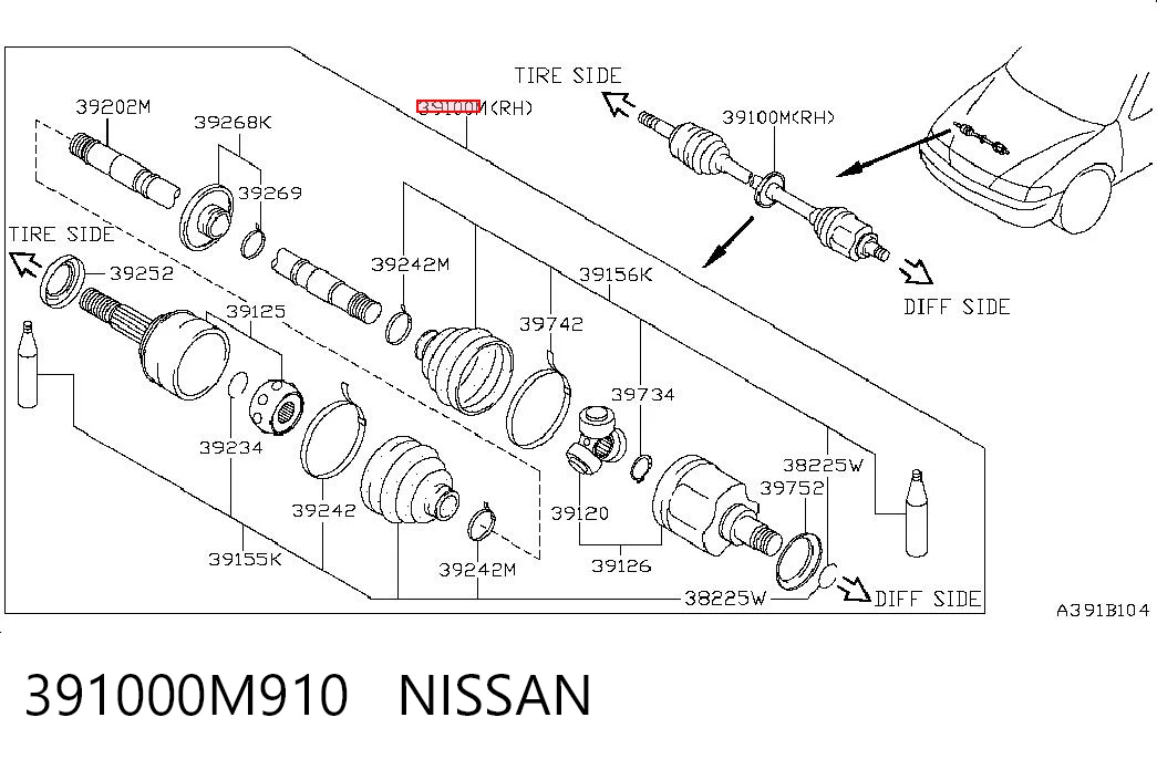 Граната колесная Nissan Almera II седан (N16) (2000 - 2006) цена, от 29.14 USD