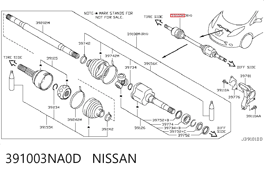  Правая полуось Nissan LEAF 1