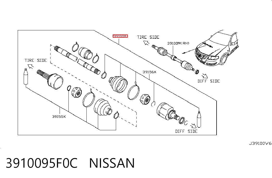 Полуось передняя, правая на Nissan Almera CLASSIC B10RS