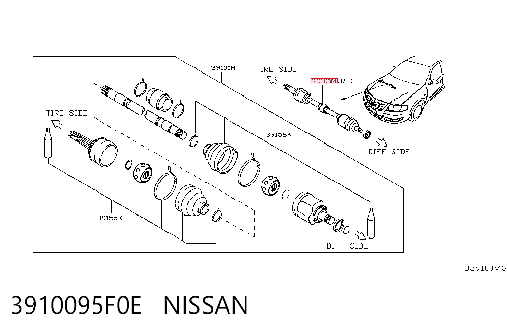 Привод передний правый Nissan Almera CLASSIC седан (B10RS) (2006 - 2012) цена, от 47.91 USD