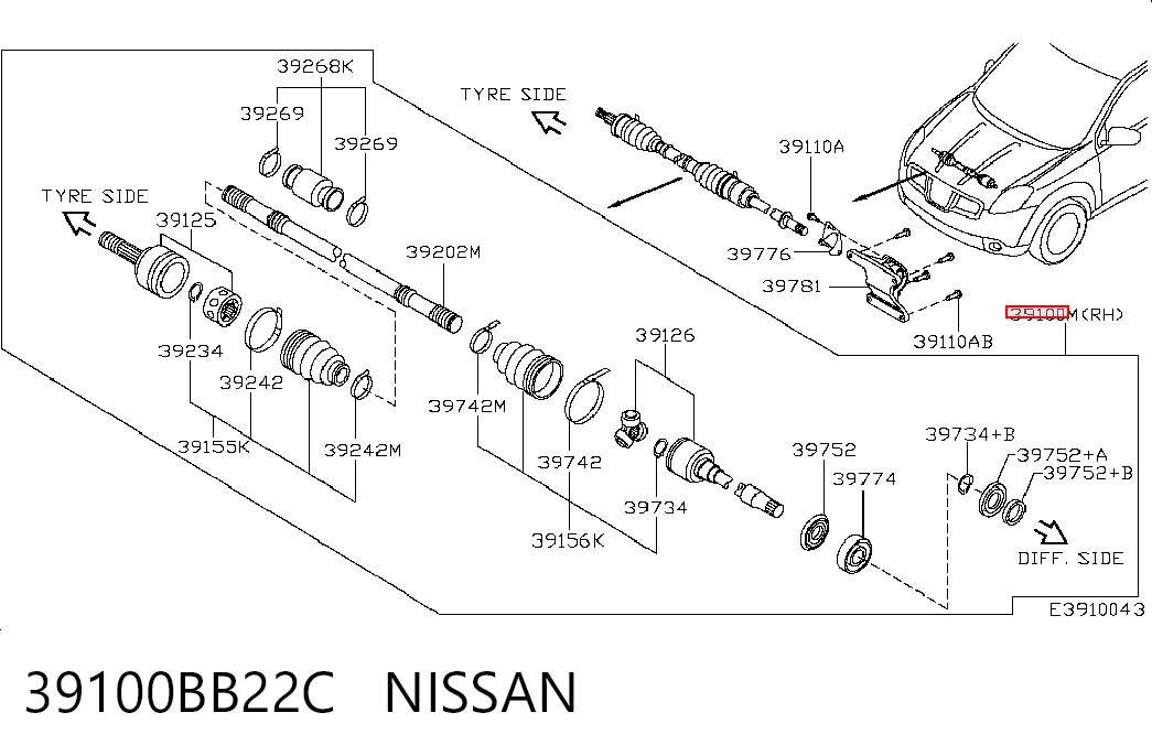 NI95 MAK Полуось передняя, правая