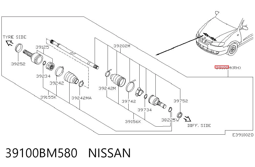 Привод передний правый Nissan Almera II седан (N16) (2000 - 2006) цена, от 65.30 USD