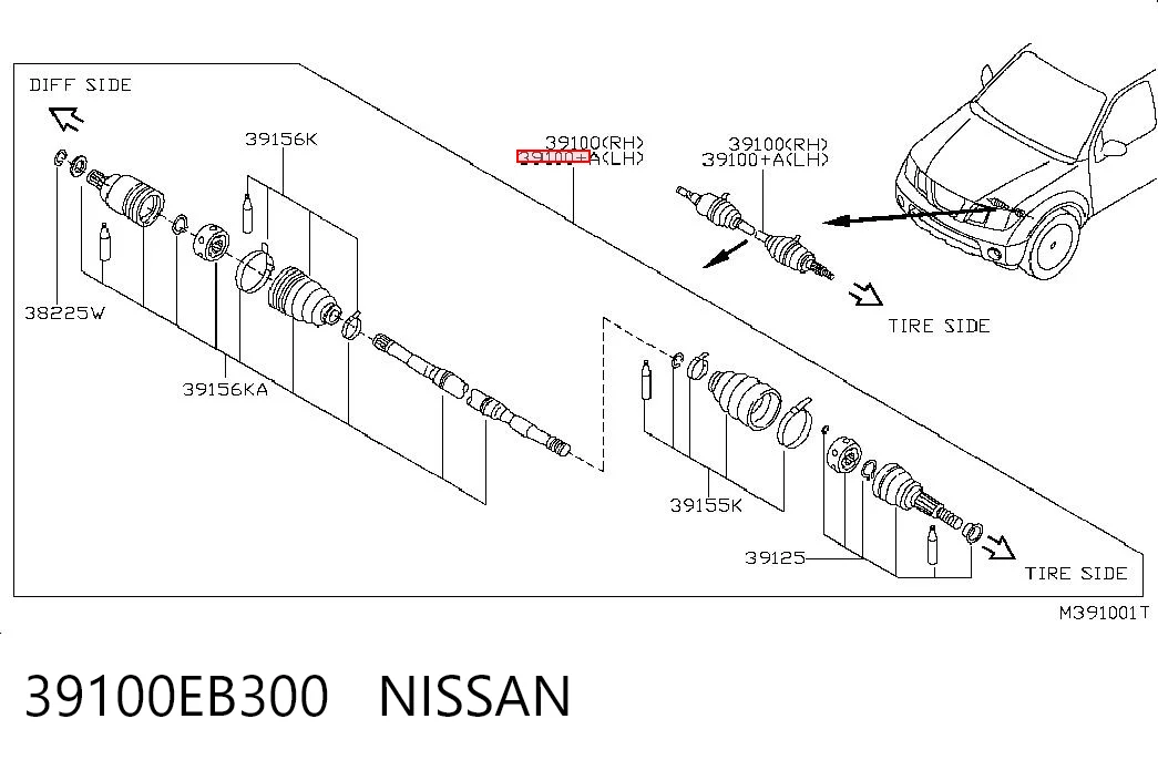  Полуось передняя Nissan Navara 