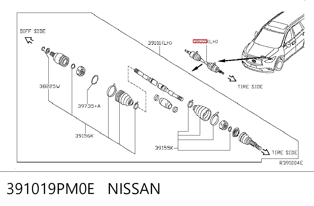 Привод передний левый TPS TPS000329F цена, от 152.84 USD