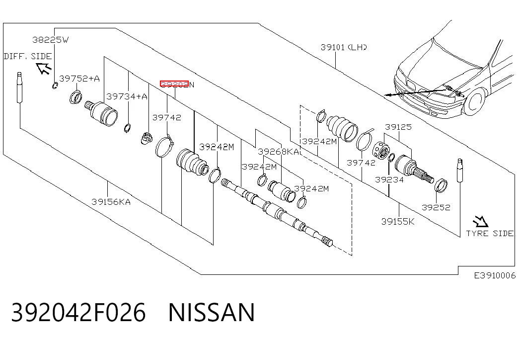 Шарнир угловых скоростей внутренний передний Nissan Primera седан (P11) (1996 - 2002) цена, от 60.22 USD