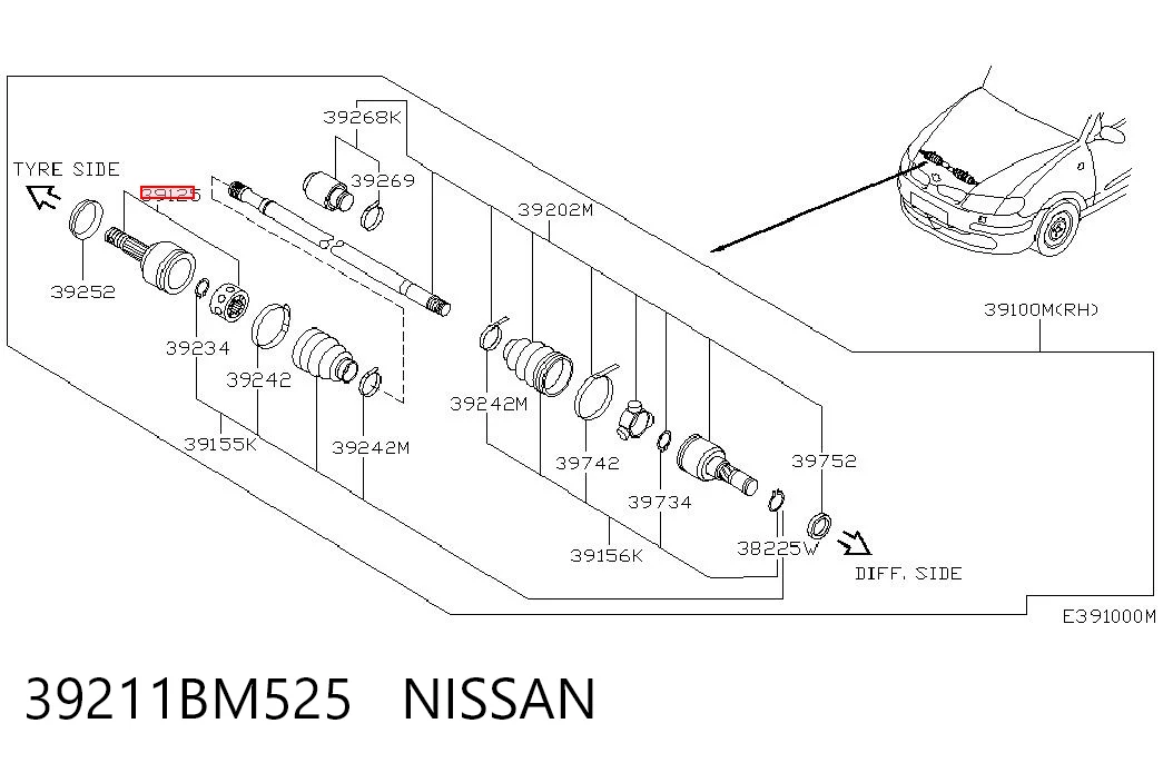  ШРУС наружный передний Nissan Almera 