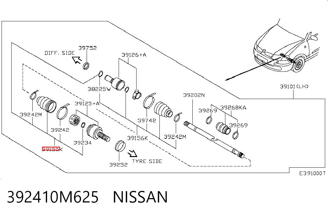  Пыльник ШРУСа наружный Nissan Almera 1