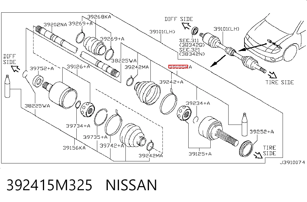 Купить Пыльник ШРУСа наружный Ниссан Альмера II N16