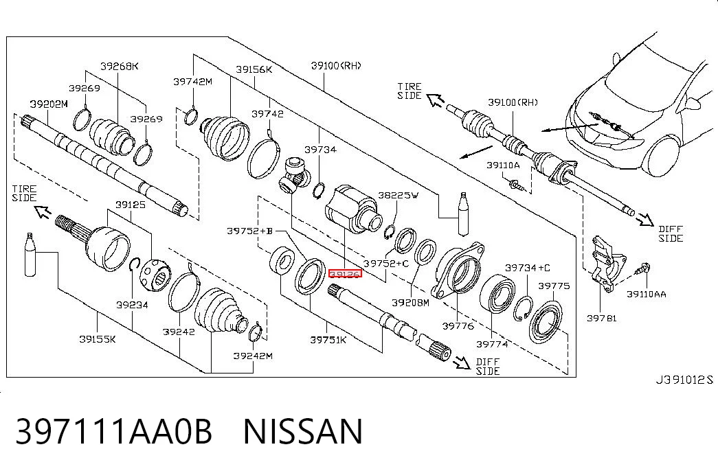 Шарнир привода внутренний Nissan Murano внедорожник (Z51) (2007 - 2014) цена, от 50.39 USD